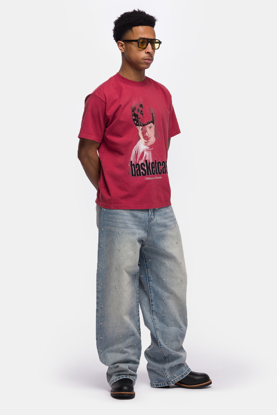 Basketcase Gallery LAX Baggy Studded Jean in Light Wash - Notre