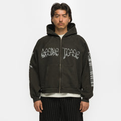 Massacre Zip Up Hoodie in Vintage Black - Basketcase Gallery