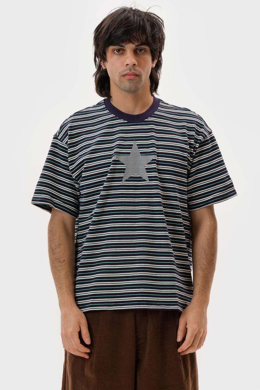 Paris Athletics Striped T-Shirt in Navy/White/Green