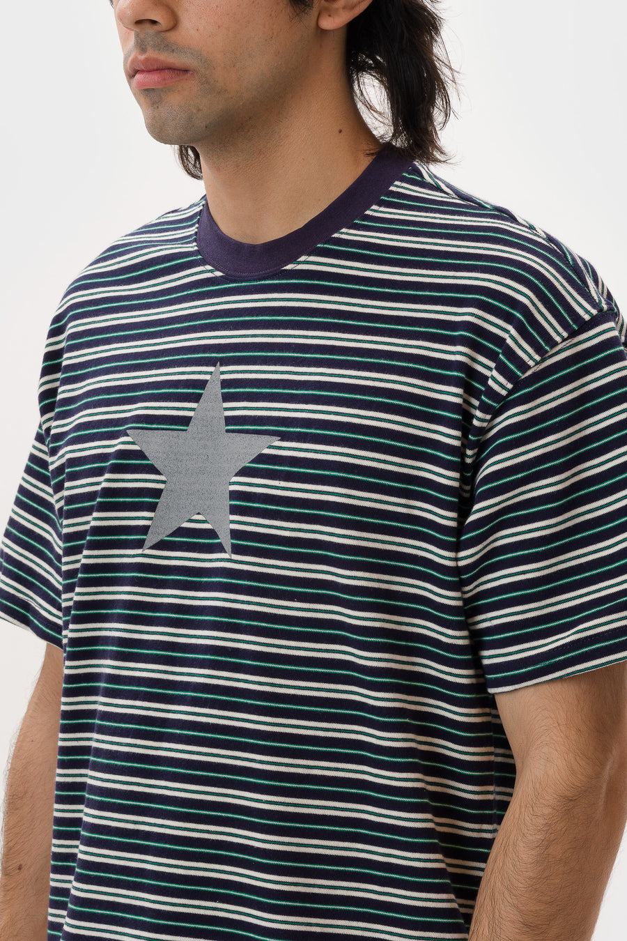Paris Athletics Striped T-Shirt in Navy/White/Green