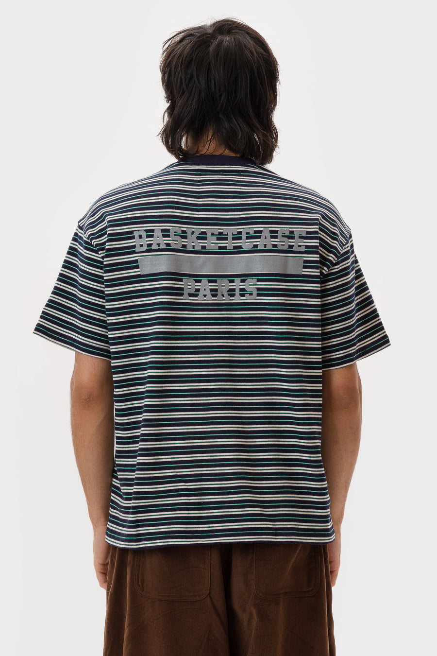 Paris Athletics Striped T-Shirt in Navy/White/Green