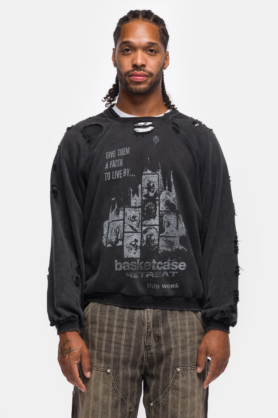 Retreat Repaired Crewneck in Vintage Black