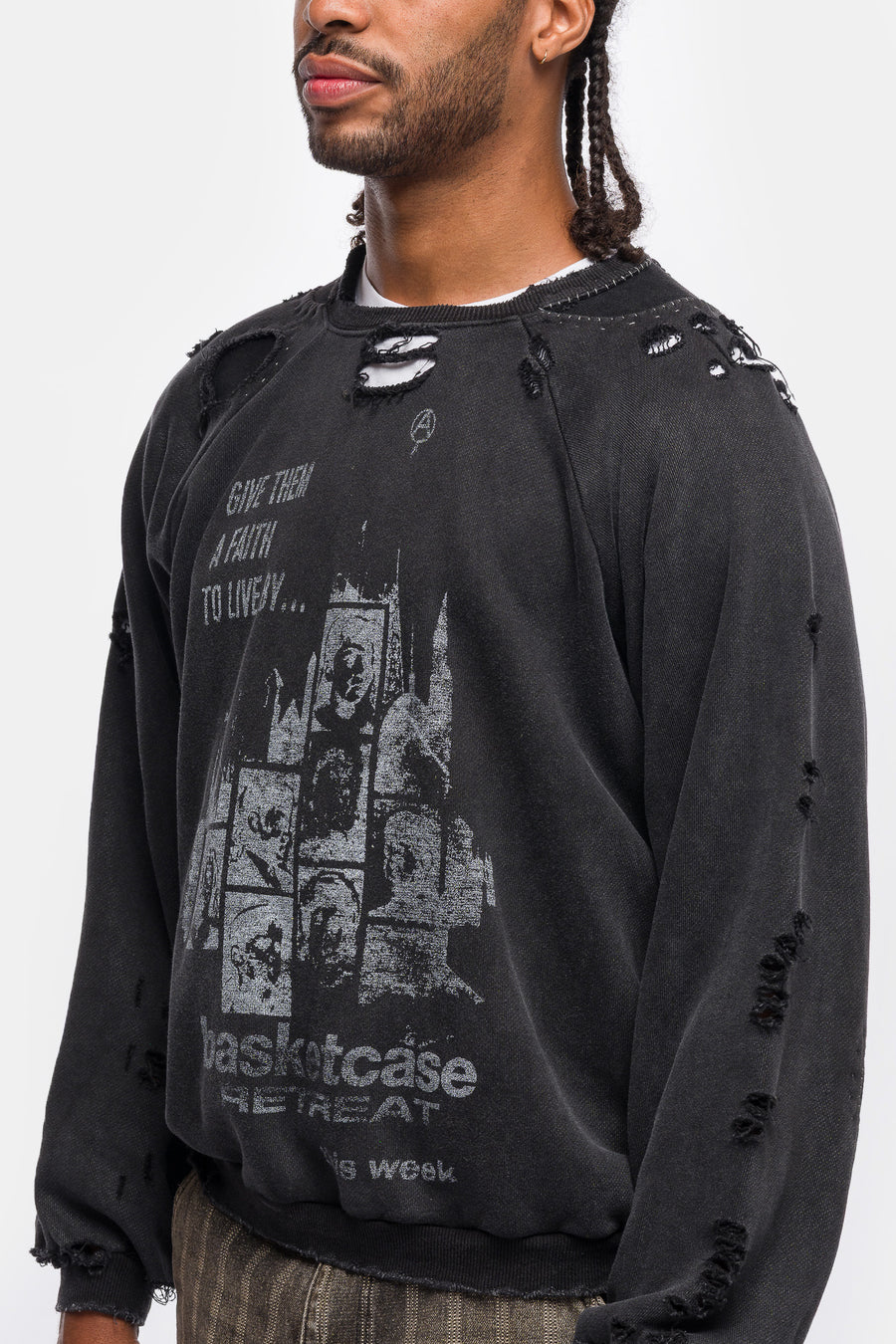 Retreat Repaired Crewneck in Vintage Black