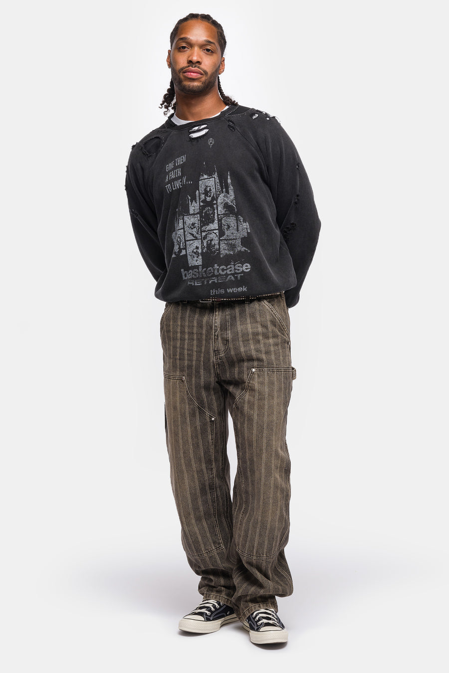 Retreat Repaired Crewneck in Vintage Black