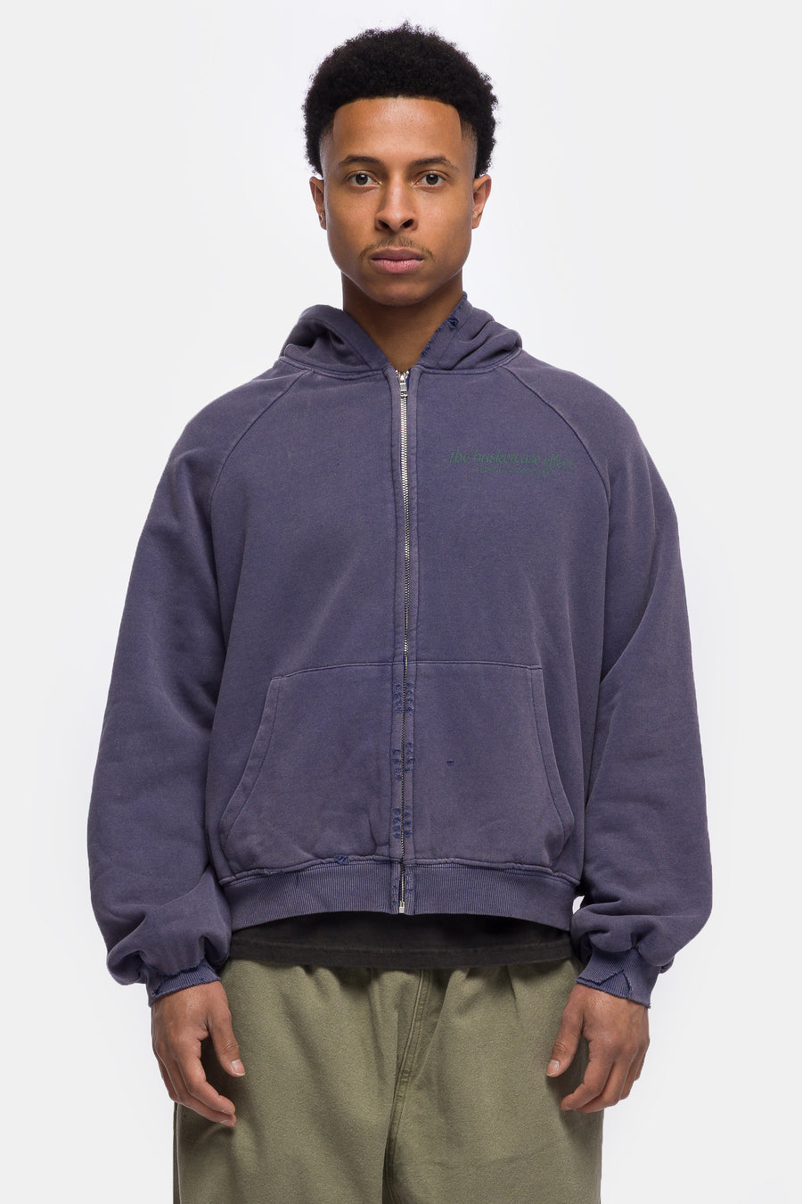 Basketcase Gallery Siren Thermal Lined Zip-Up Hoodie in Navy Blue - Notre