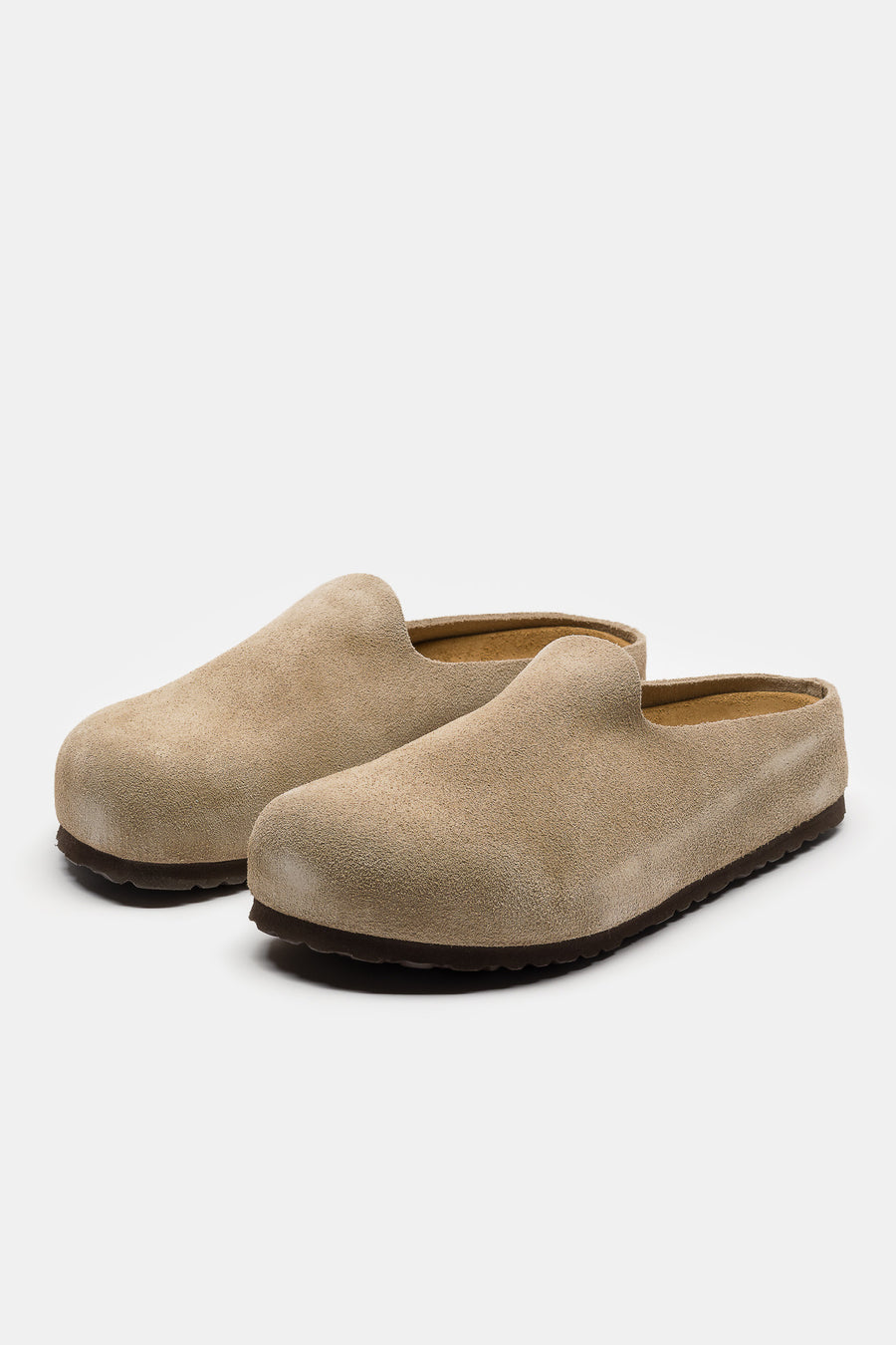 Birkenstock Amsterdam Wrapped Suede Mule in Taupe - Notre