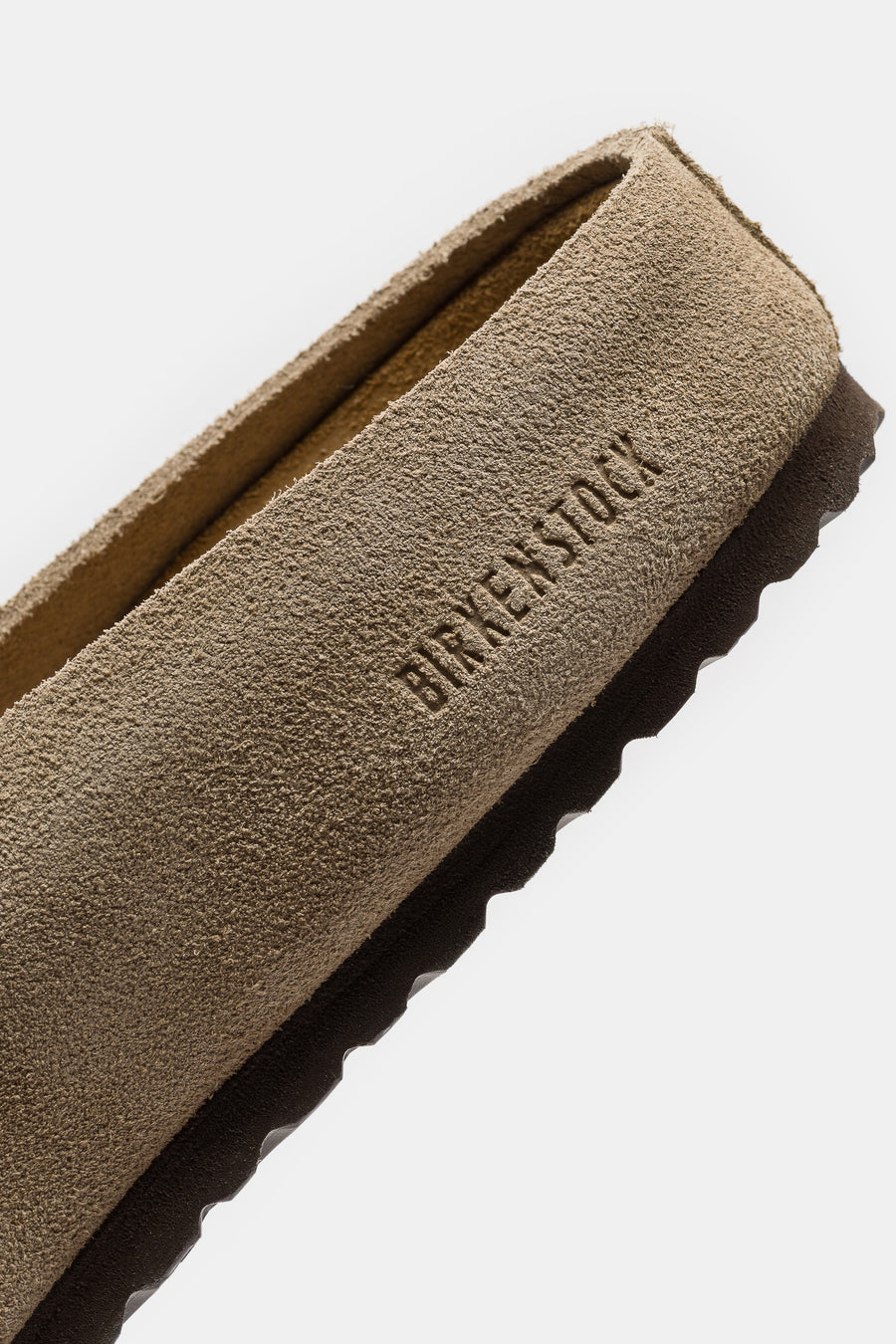 Birkenstock Amsterdam Wrapped Suede Mule in Taupe - Notre