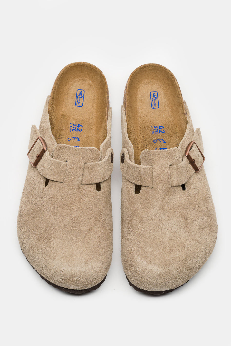 Boston Suede Soft Footbed Mule in Taupe