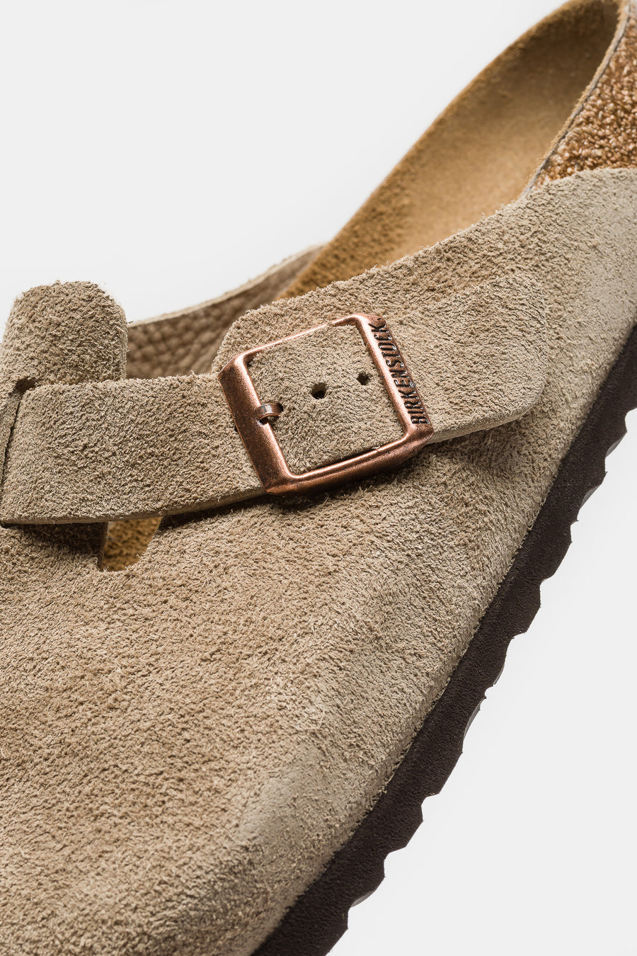 Boston Suede Soft Footbed Mule in Taupe