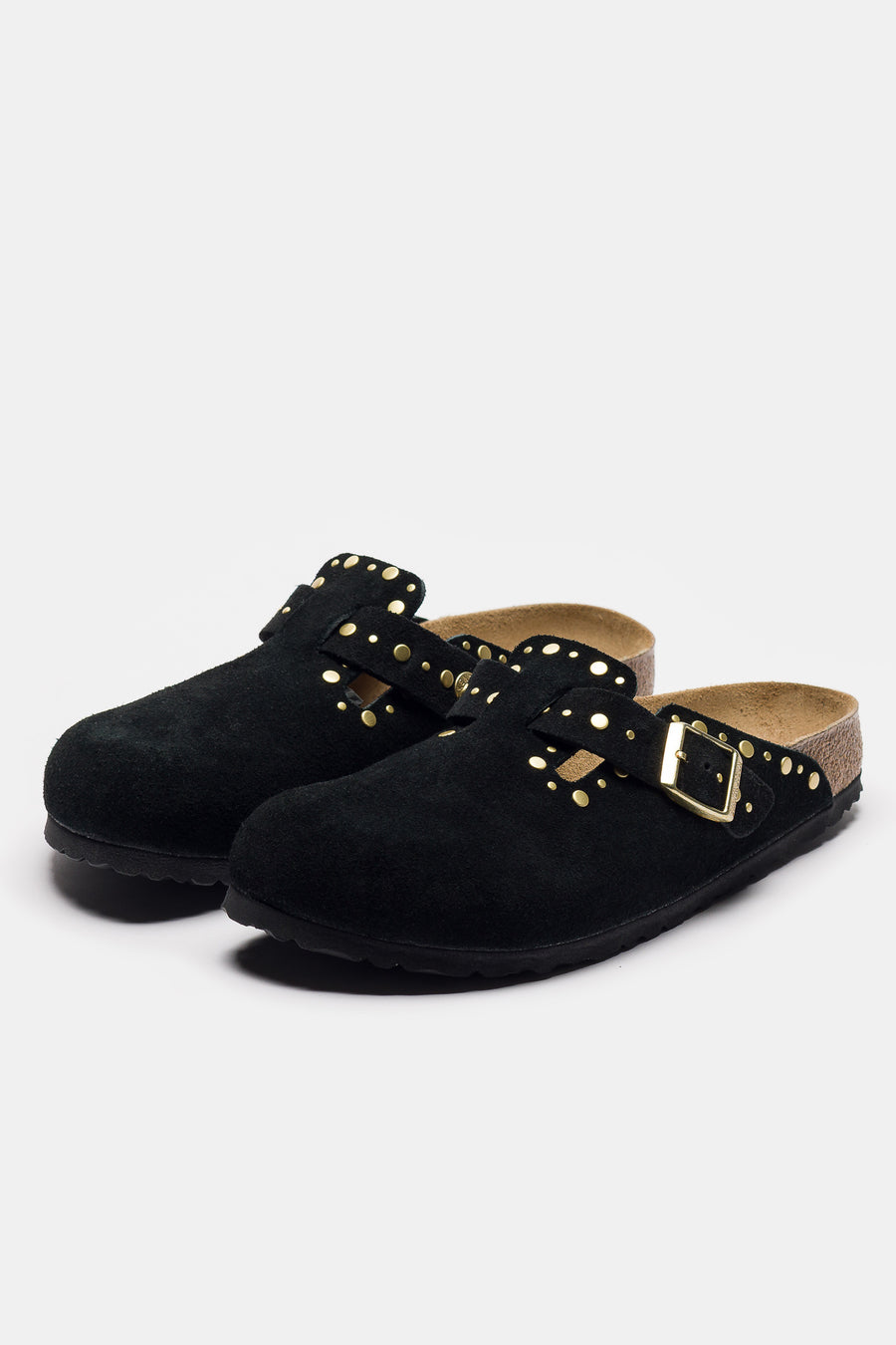 Birkenstock Boston Rivet Clog in Black Suede - Notre