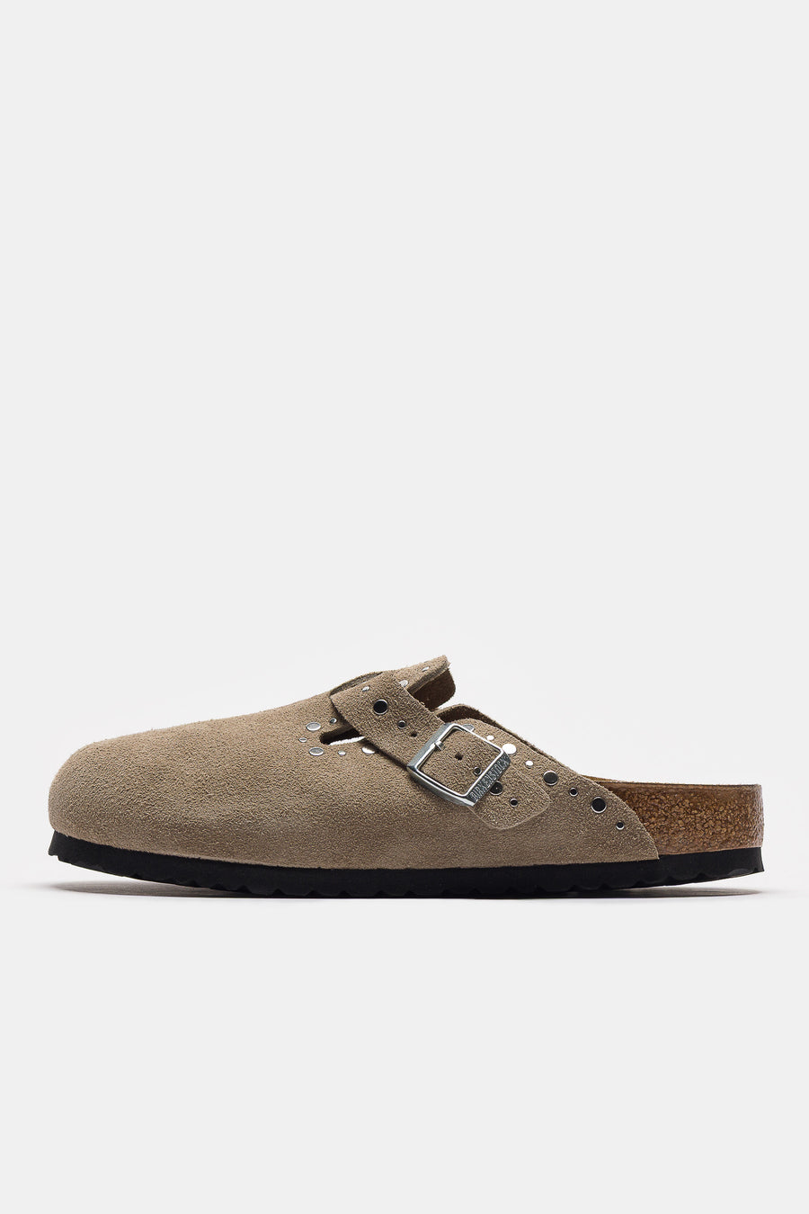 Birkenstock Boston Rivet Clog in Taupe Suede - Notre