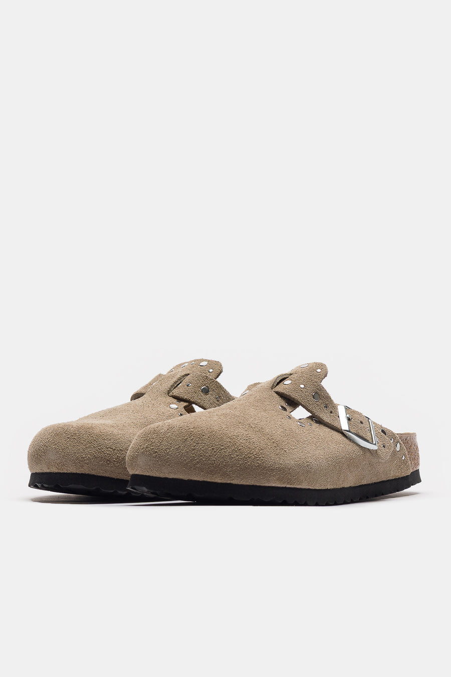 Birkenstock Boston Rivet Clog in Taupe Suede - Notre