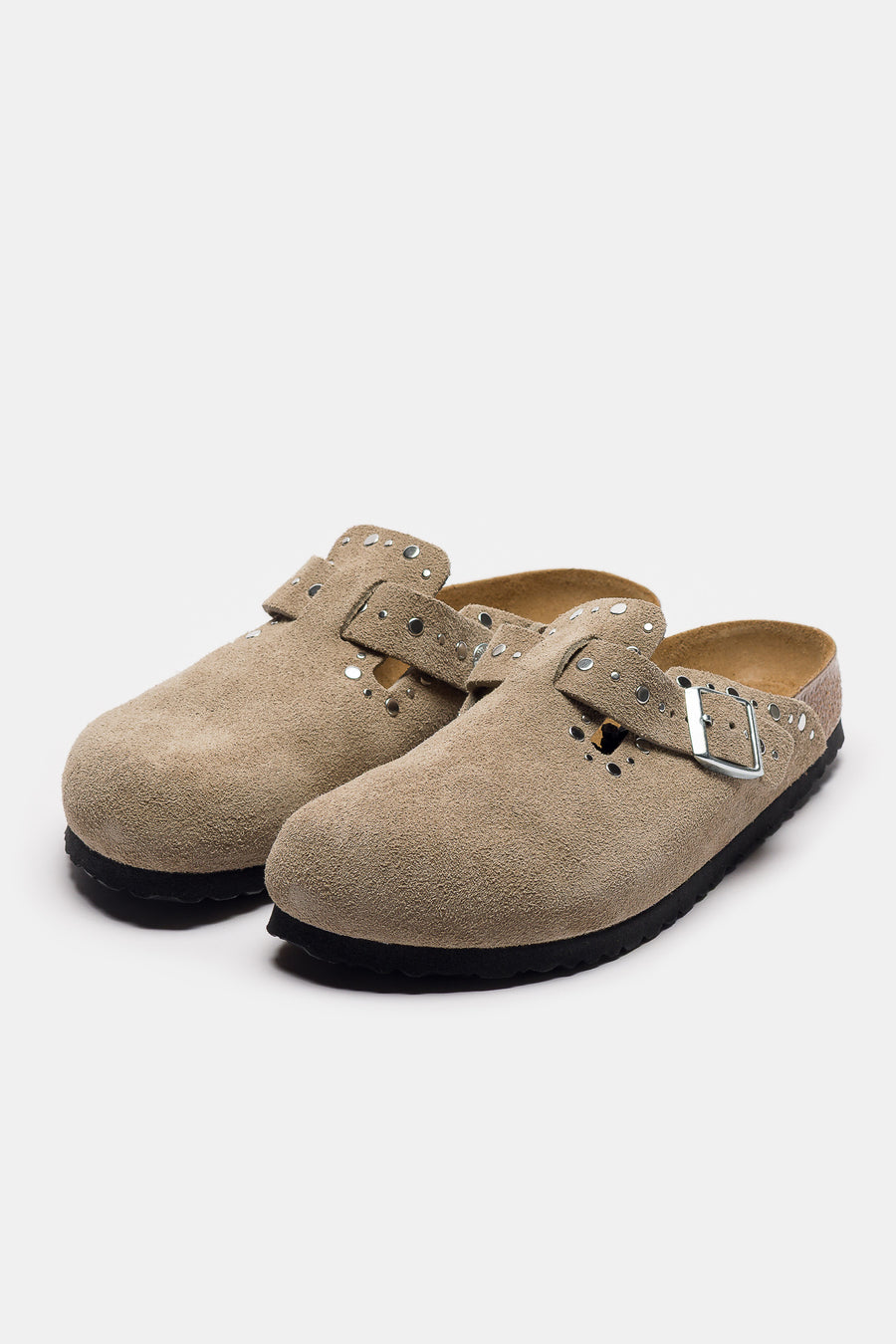 Birkenstock Boston Rivet Clog in Taupe Suede - Notre