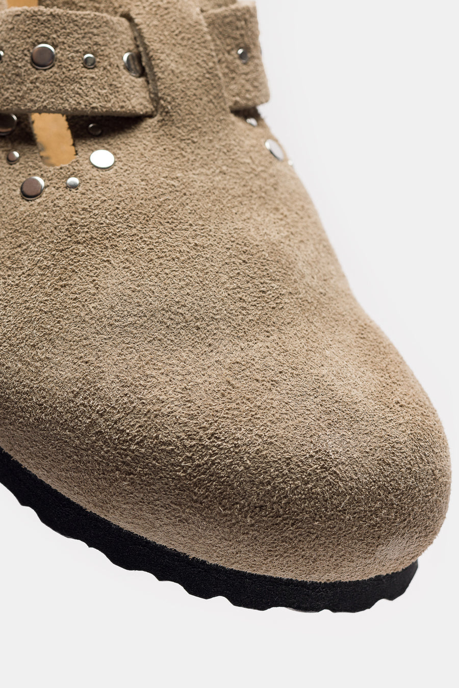 Birkenstock Boston Rivet Clog in Taupe Suede - Notre