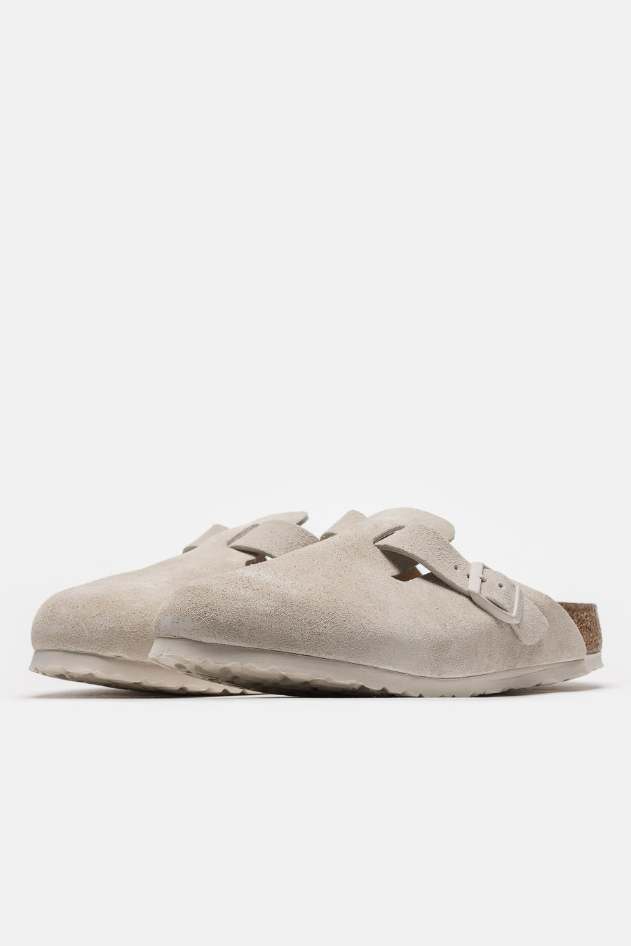 Birkenstock Boston Suede Mule in Antique White - Notre