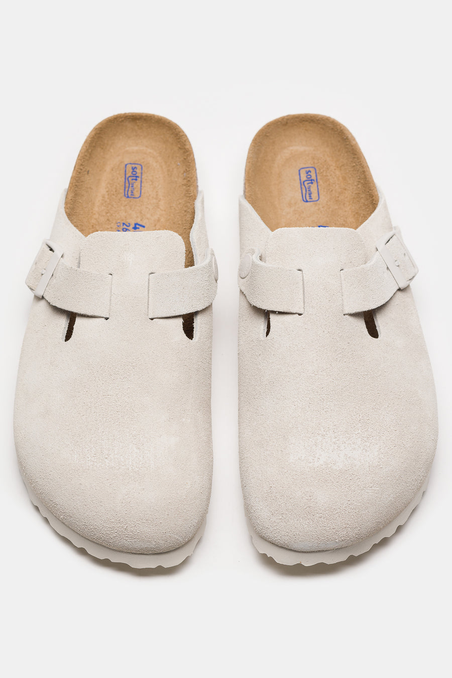 Birkenstock Boston Suede Mule in Antique White - Notre