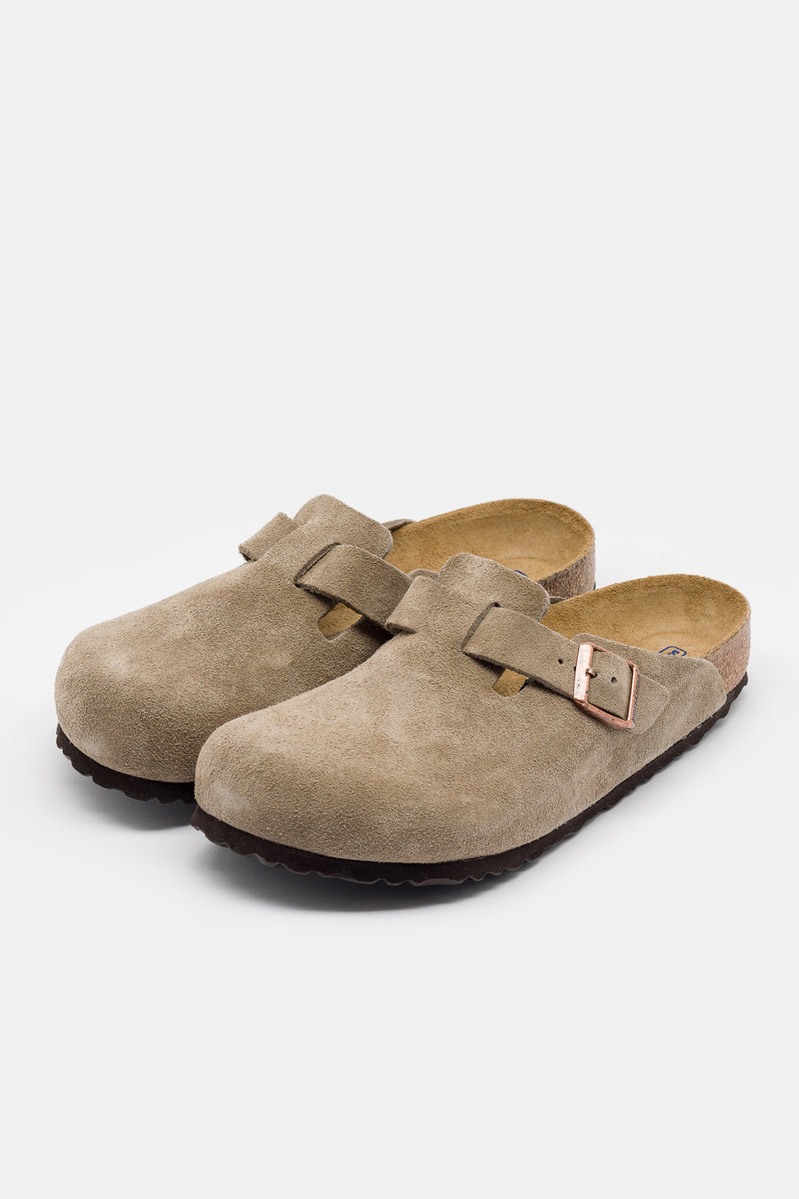 Birkenstock Boston Suede Soft Footbed Mule in Taupe - Notre