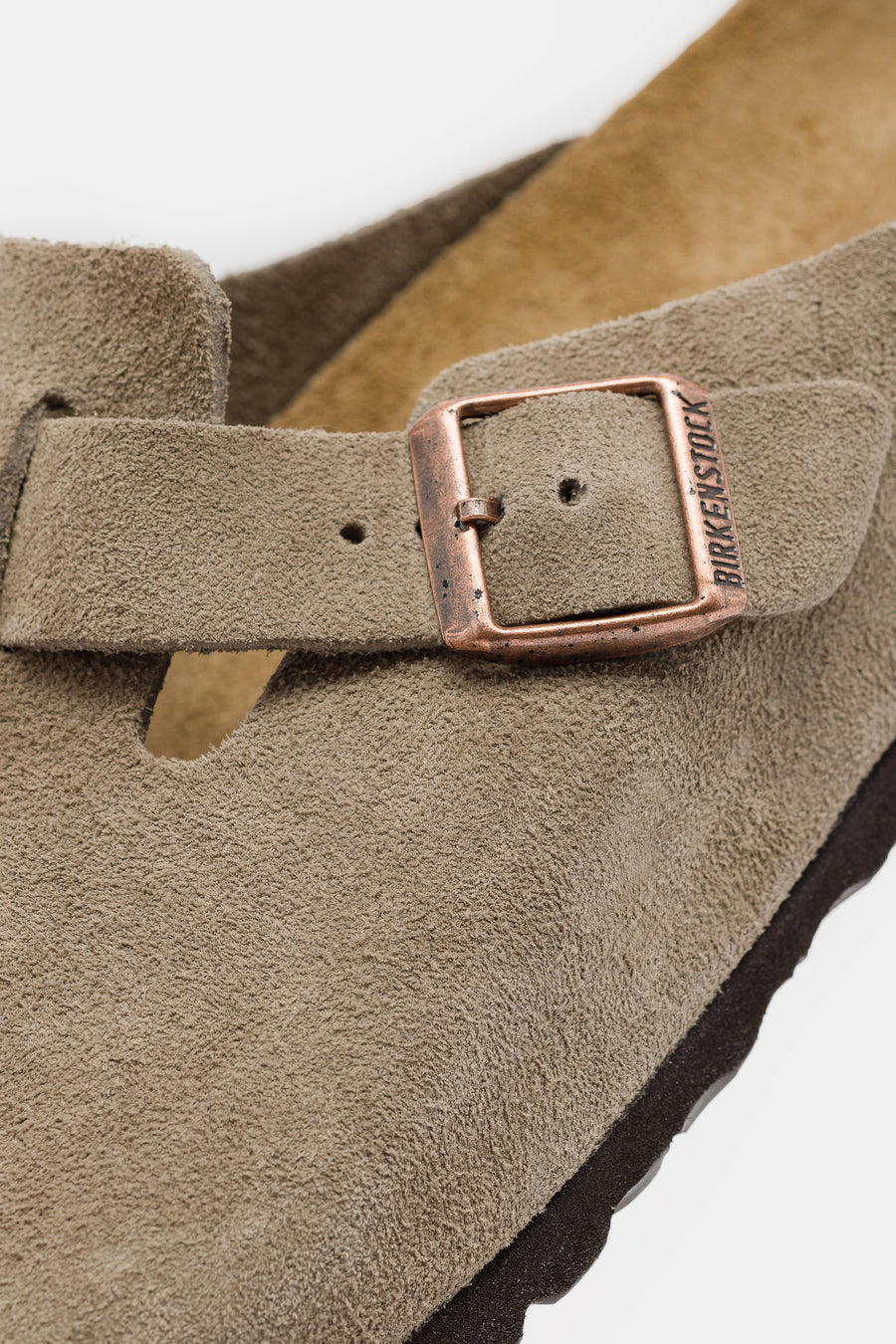 Birkenstock Boston Suede Soft Footbed Mule in Taupe - Notre