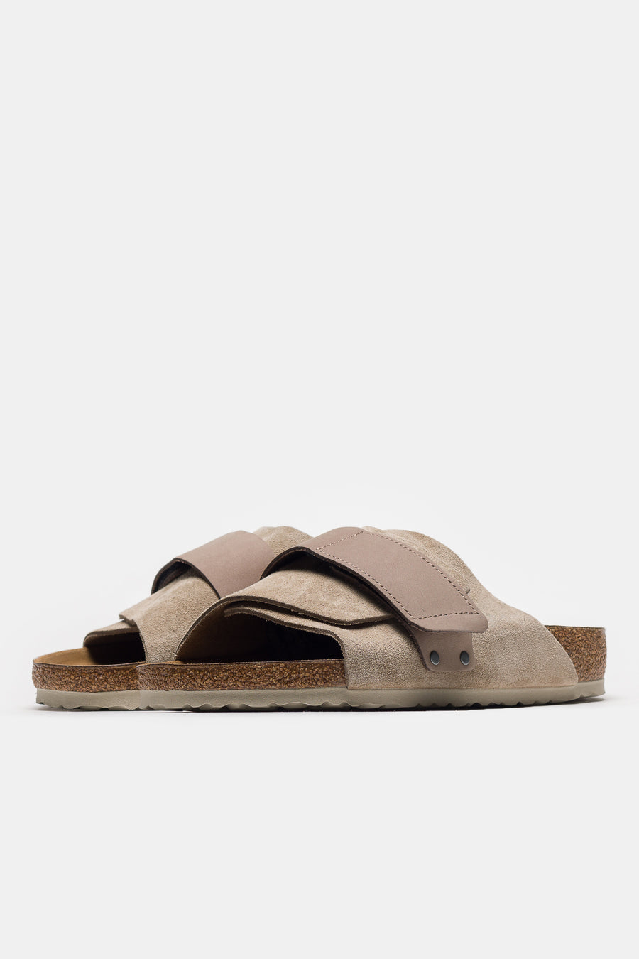 Birkenstock Kyoto Nubuck/Suede Leather Slides in Taupe - Notre