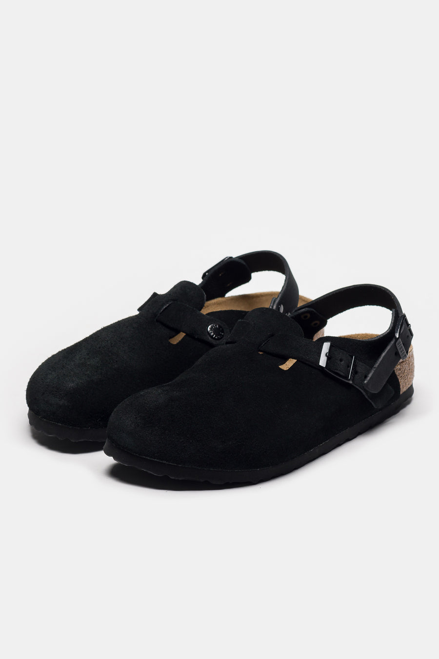Birkenstock Womens Tokio Suede Clog in Black - Notre