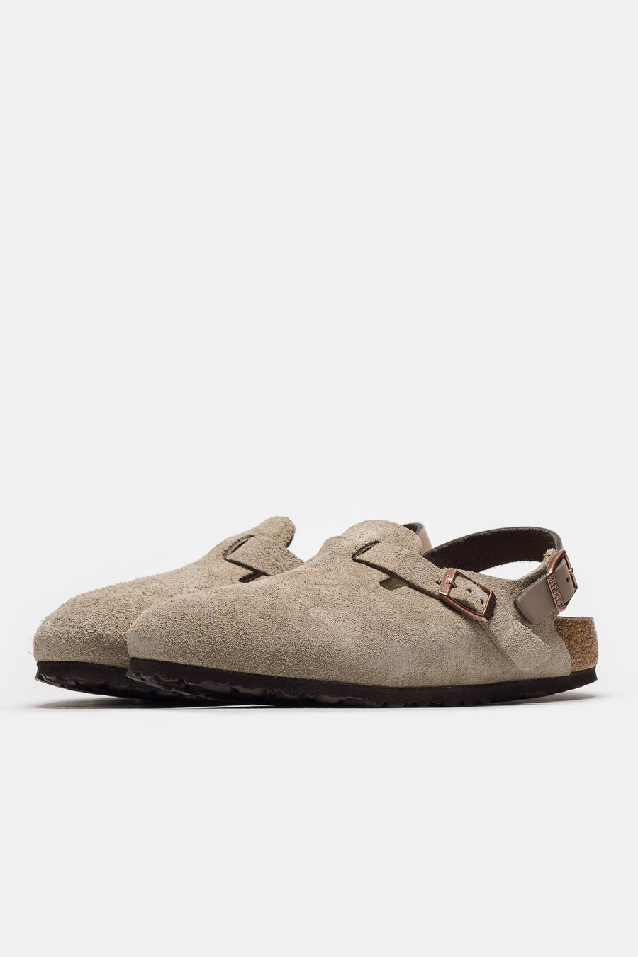 Birkenstock Womens Tokio Suede Clog in Taupe - Notre