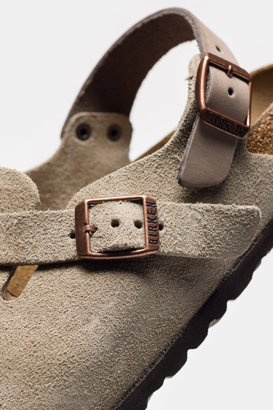 Birkenstock Womens Tokio Suede Clog in Taupe - Notre