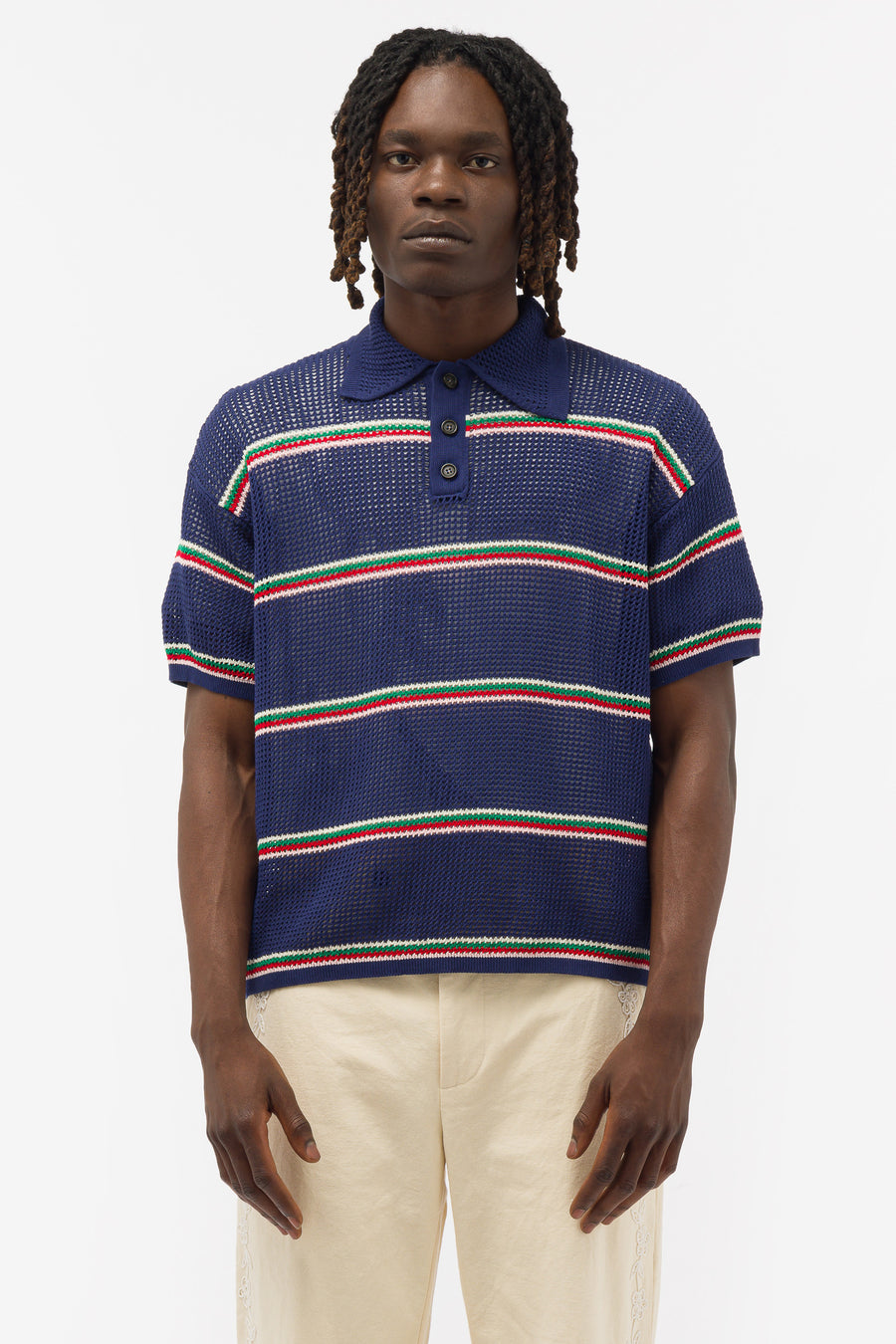 Bode - Men's Latice Multi Stripe Polo in Multicolor