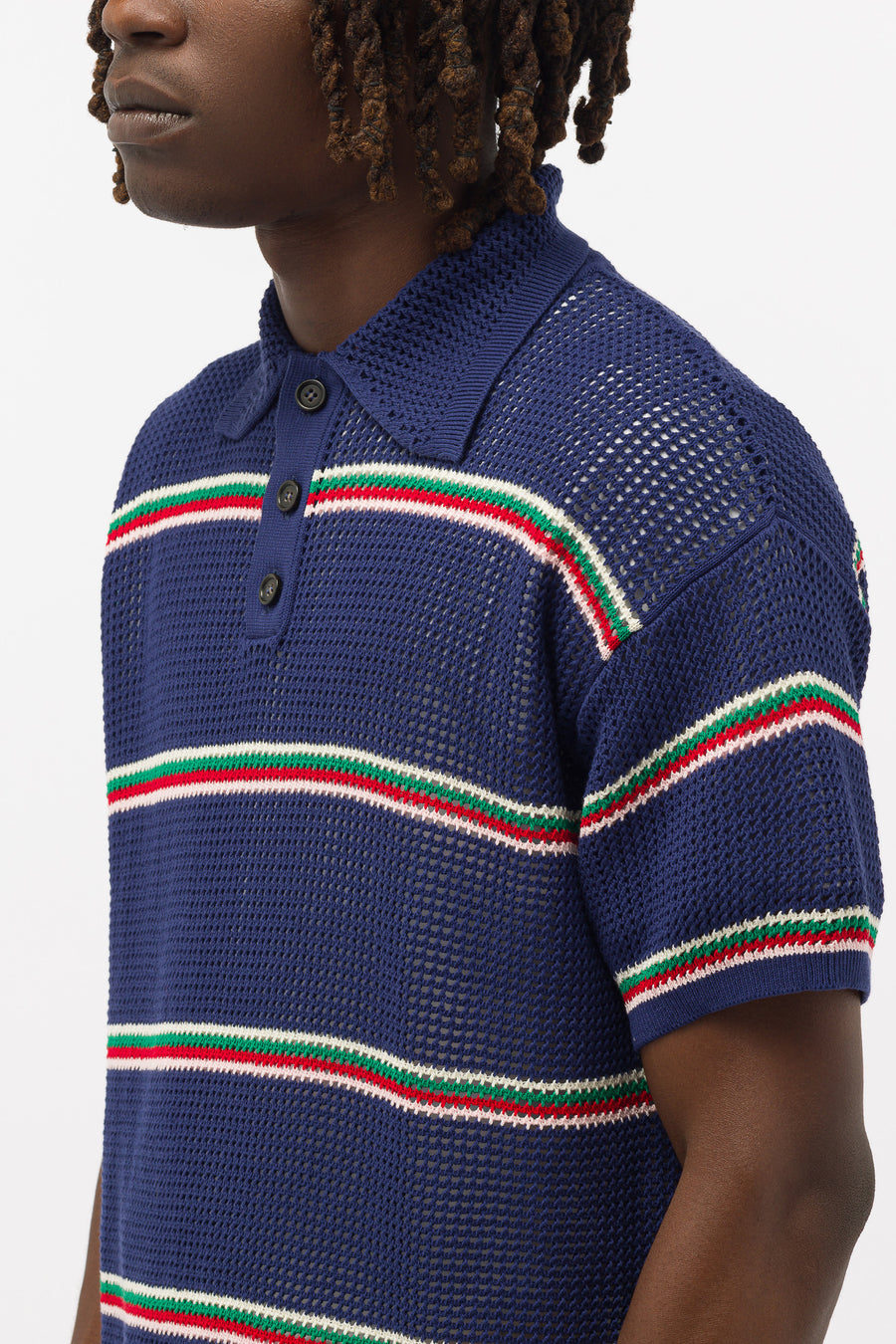 Bode - Men's Latice Multi Stripe Polo in Multicolor