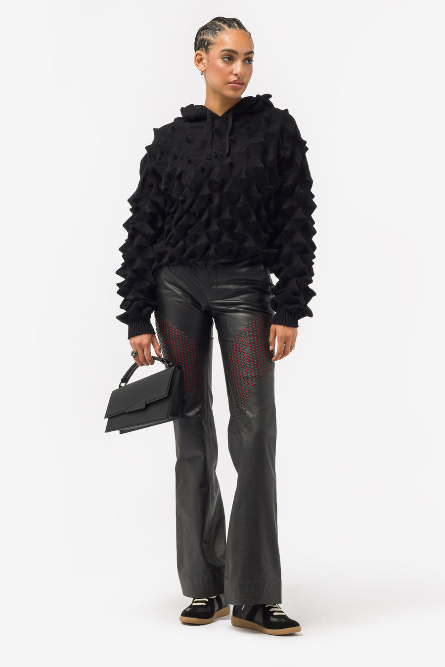 Chet Lo Tire Trouser in Black/Red - Notre