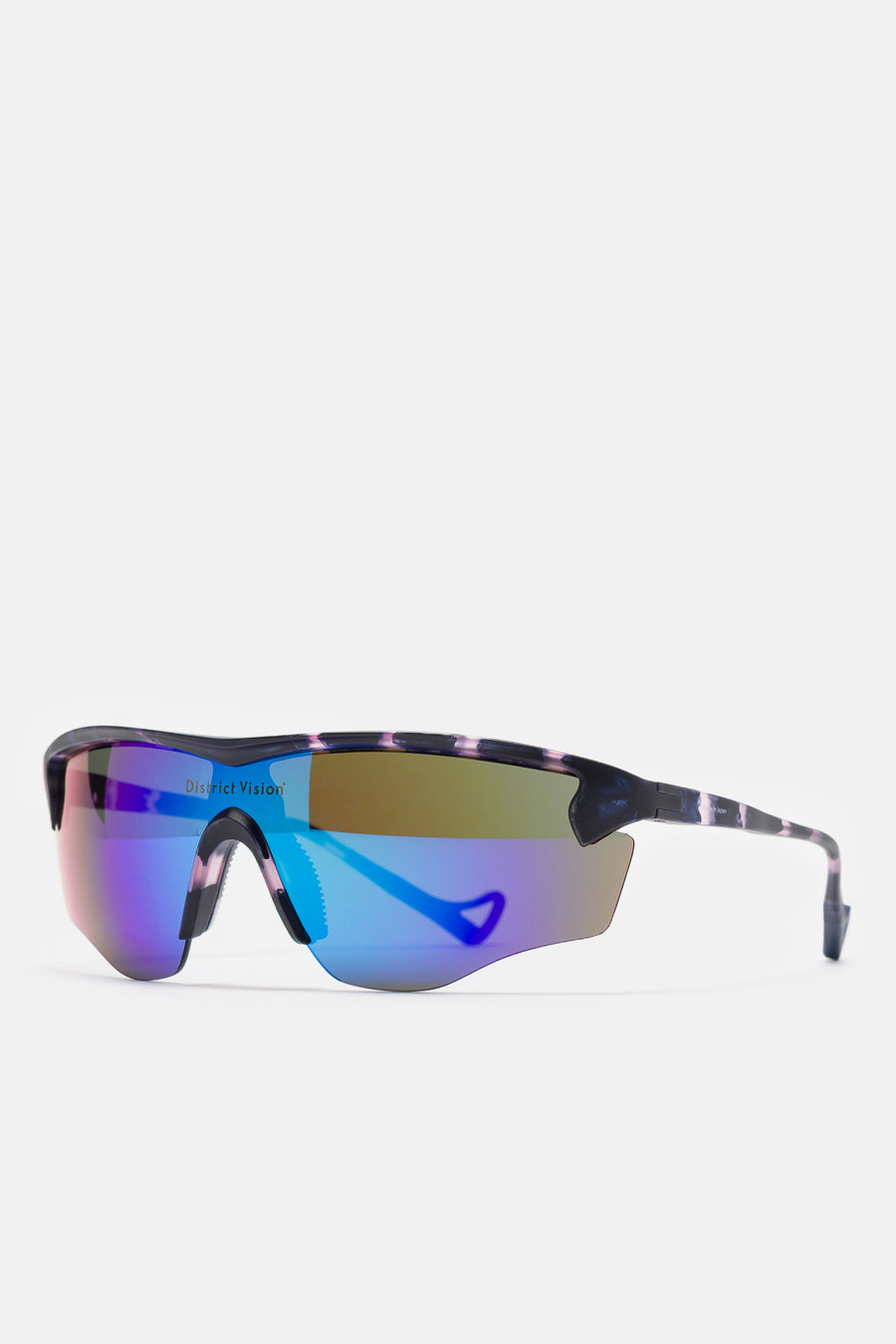 District Vision Junya Racer Sunglasses in Navy Pink Mosaic/D+ Blue Mirror - Notre