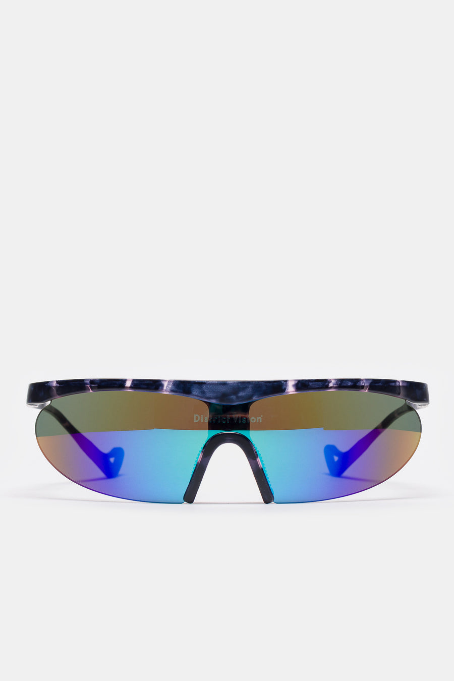 District Vision Koharu Eclipse Sunglasses in Navy Pink Mosaic/D+ Blue Mirror - Notre