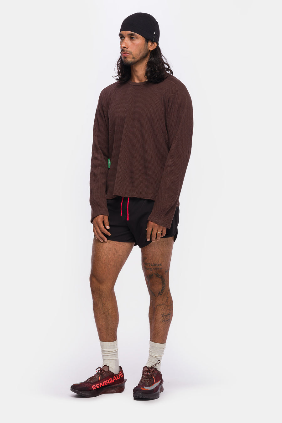 District Vision Long Sleeve Waffle T-Shirt in Umber - Notre