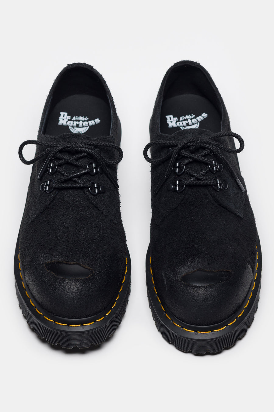 1461 Burnished Hairy Suede ST Shoe in Black Martens