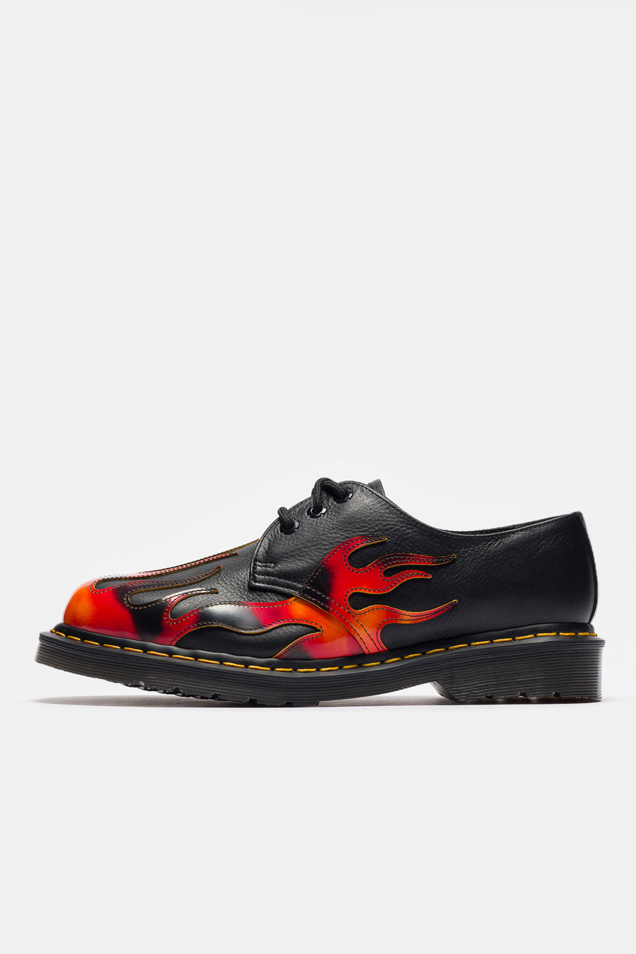 Dr. Martens 1461 Flame 3 Eye Shoe in Black/Vibrant Red/Yellow Overdrive/Multi Arcadia - Notre