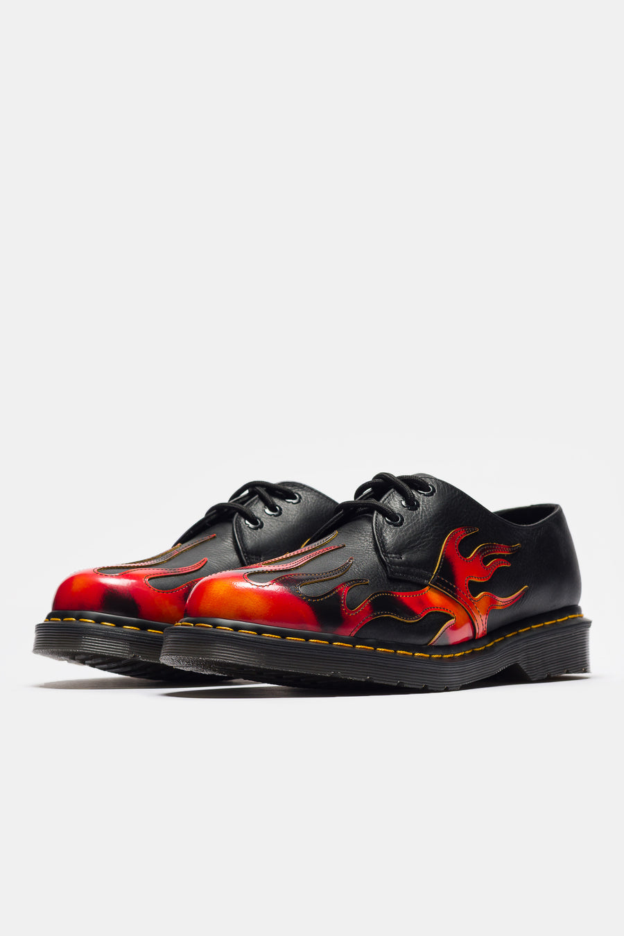 Dr. Martens 1461 Flame 3 Eye Shoe in Black/Vibrant Red/Yellow Overdrive/Multi Arcadia - Notre