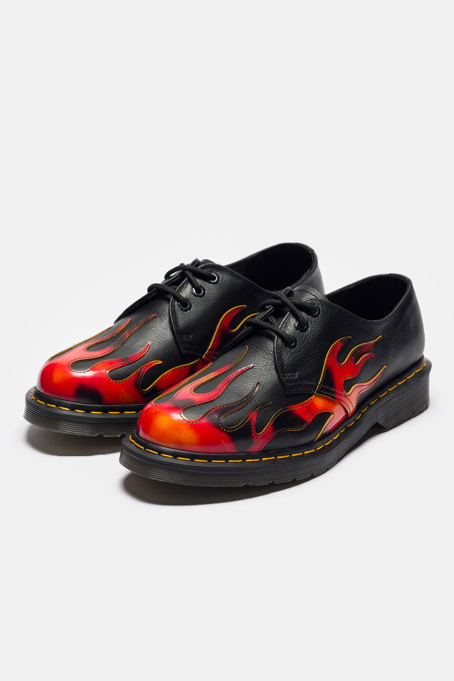 Dr. Martens 1461 Flame 3 Eye Shoe in Black/Vibrant Red/Yellow Overdrive/Multi Arcadia - Notre