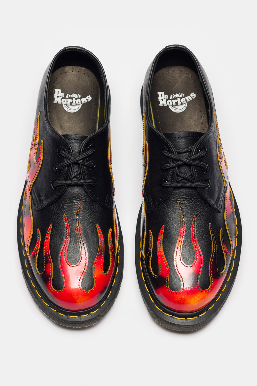 Dr. Martens 1461 Flame 3 Eye Shoe in Black/Vibrant Red/Yellow Overdrive/Multi Arcadia - Notre