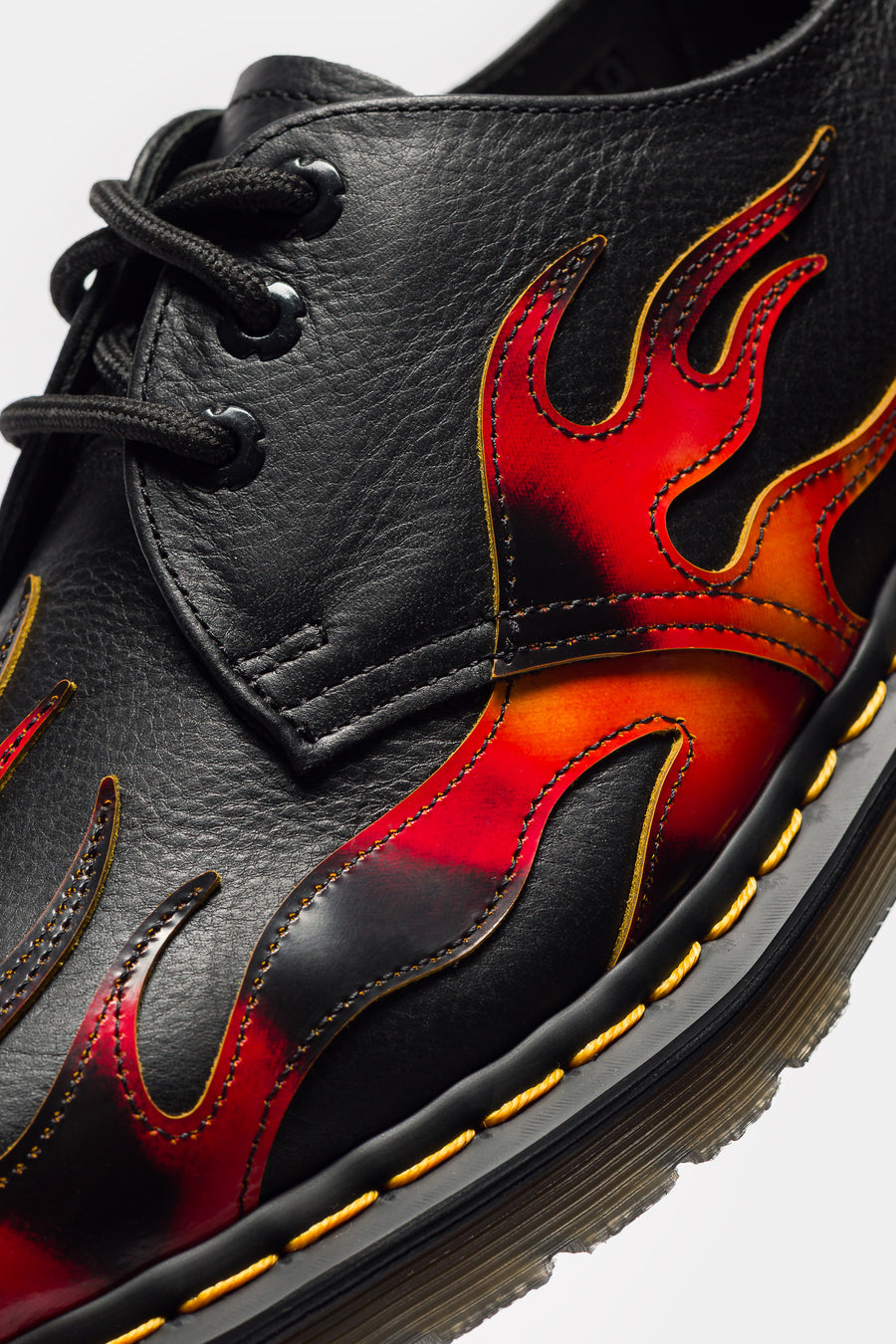 Dr. Martens 1461 Flame 3 Eye Shoe in Black/Vibrant Red/Yellow Overdrive/Multi Arcadia - Notre