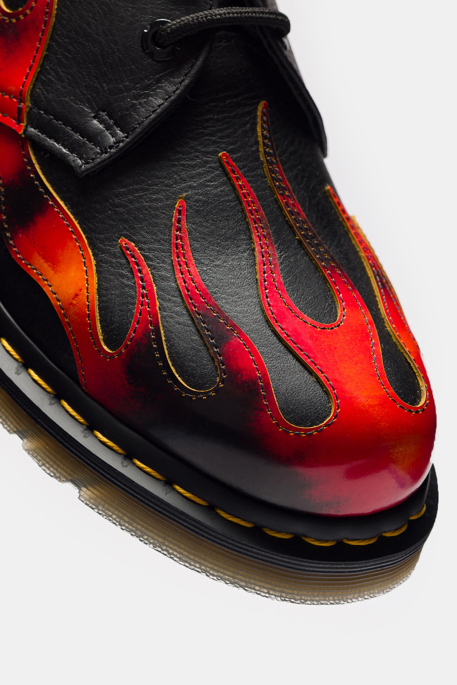 Dr. Martens 1461 Flame 3 Eye Shoe in Black/Vibrant Red/Yellow Overdrive/Multi Arcadia - Notre