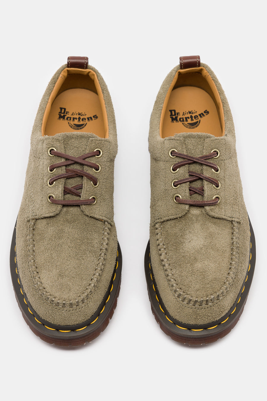 Lowell Suede Moc Toe Shoe in Olive/Dark Brown - Dr. Marten's