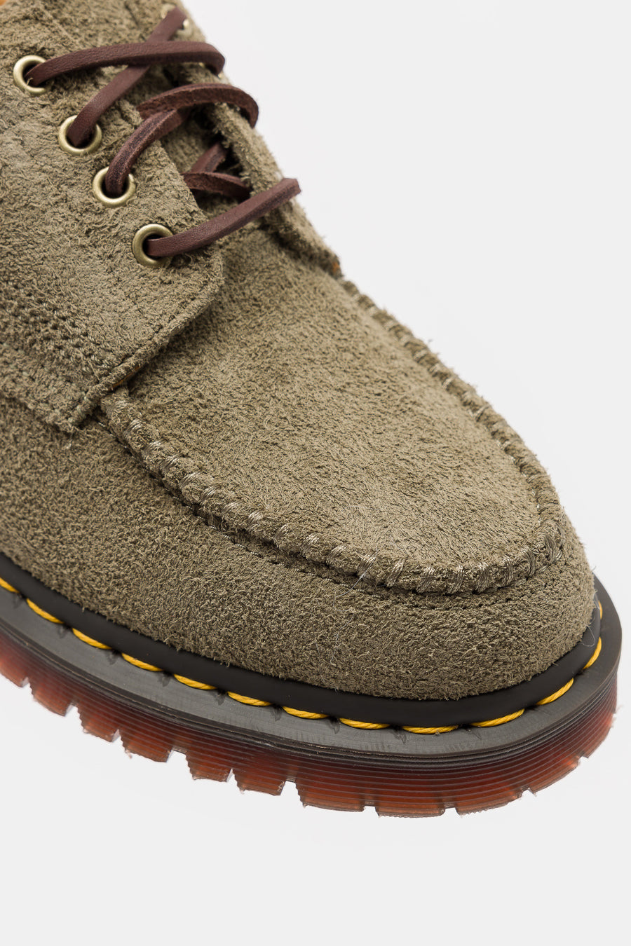 Lowell Suede Moc Toe Shoe in Olive/Dark Brown - Dr. Marten's