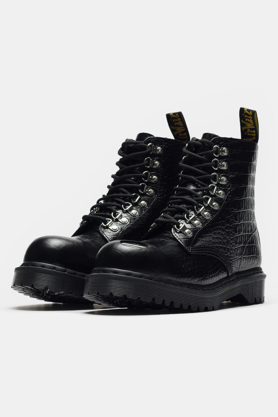 Dr. Martens 1460 Pascal Steel Toe Croc Emboss Analine Boot in Black - Notre