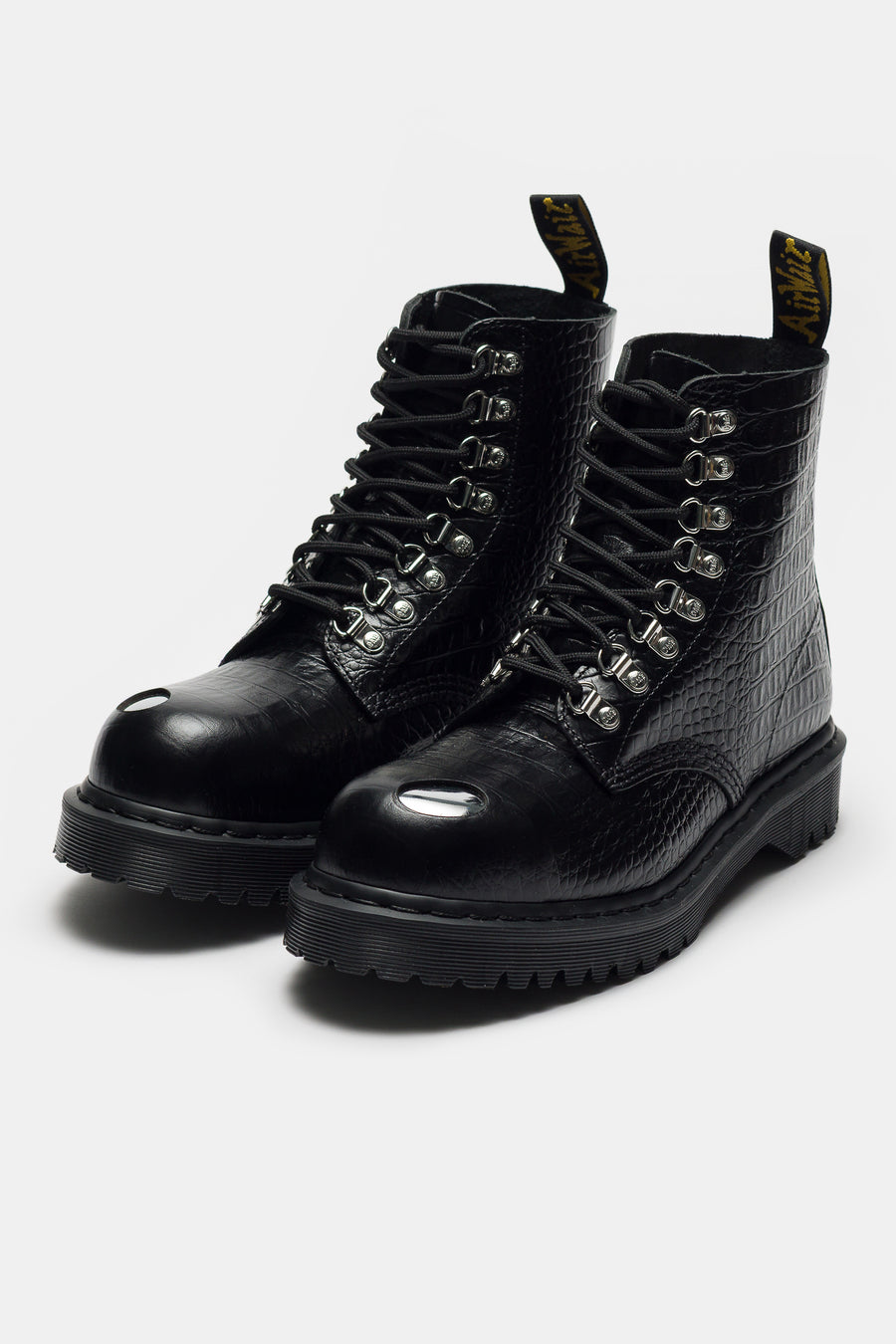 Dr. Martens 1460 Pascal Steel Toe Croc Emboss Analine Boot in Black - Notre