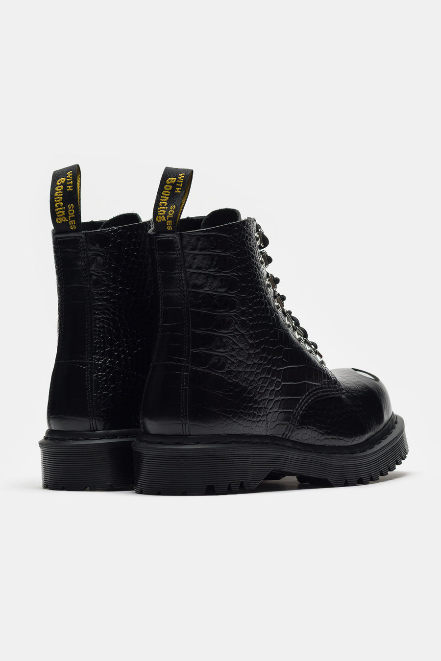 Dr. Martens 1460 Pascal Steel Toe Croc Emboss Analine Boot in Black - Notre