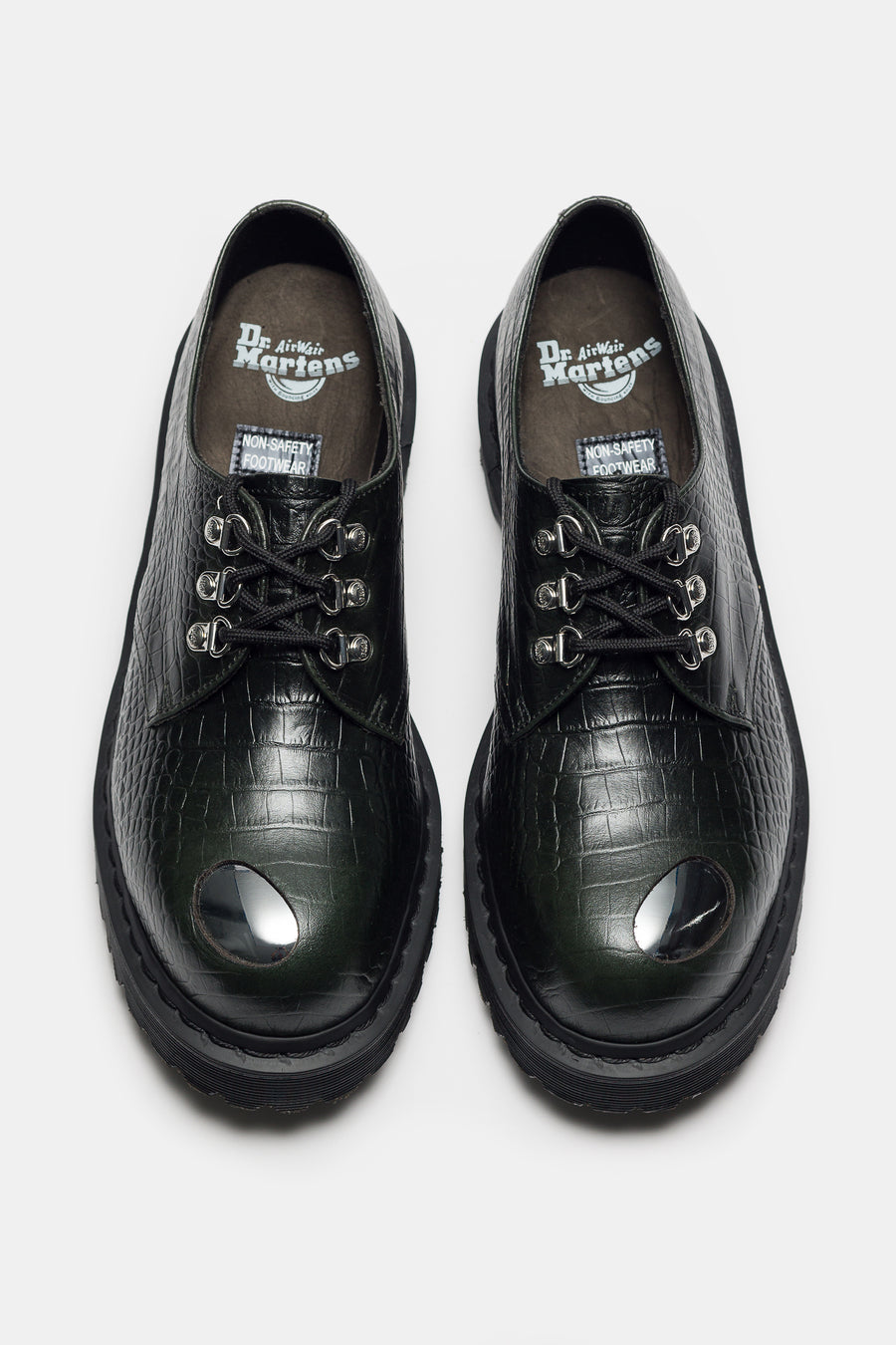 Dr. Martens 1461 Steel Toe Croc Emboss Shoe in Forest Green - Notre
