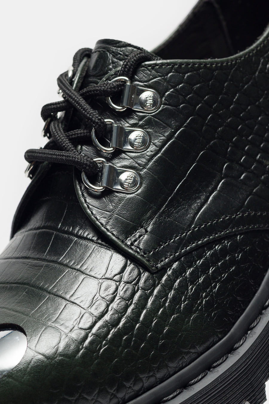 Dr. Martens 1461 Steel Toe Croc Emboss Shoe in Forest Green - Notre