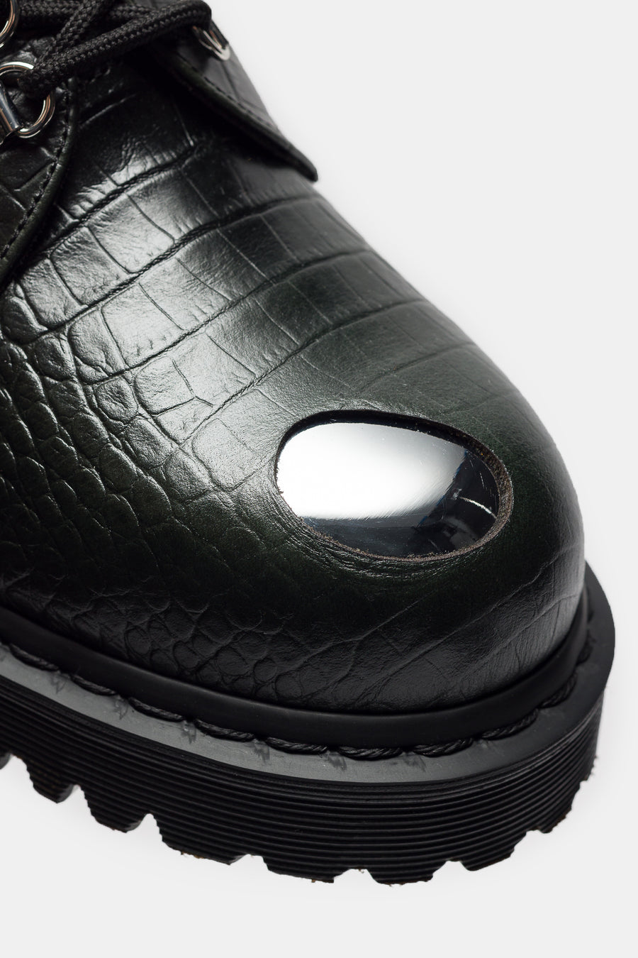 Dr. Martens 1461 Steel Toe Croc Emboss Shoe in Forest Green - Notre