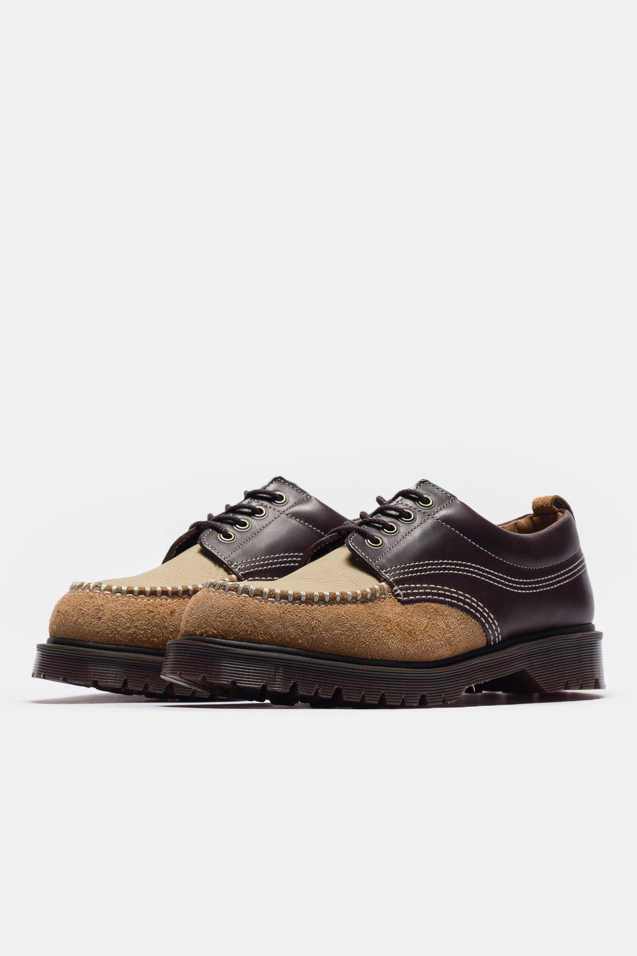 Dr. Martens Lowell Moc Toe Shoe in Dark Brown/Light Tan/Desert Brown - Notre