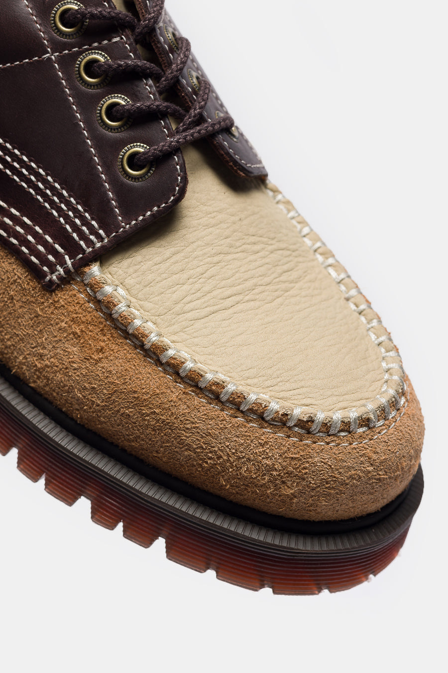 Dr. Martens Lowell Moc Toe Shoe in Dark Brown/Light Tan/Desert Brown - Notre