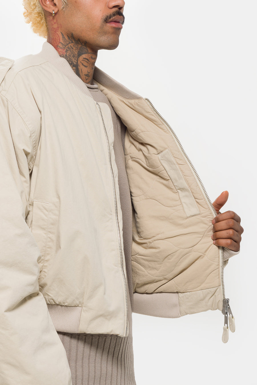 A-4 Bomber Jacket in Off White - Entire Studios